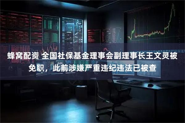 蜂窝配资 全国社保基金理事会副理事长王文灵被免职，此前涉嫌严重违纪违法已被查